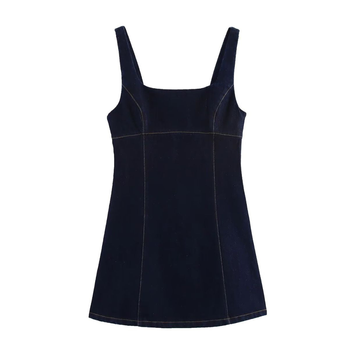 Classic Denim Square Neck A-Line Dress