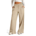 Women's Drawstring High Waist Wide Leg Pants Casual Comfy Trousers