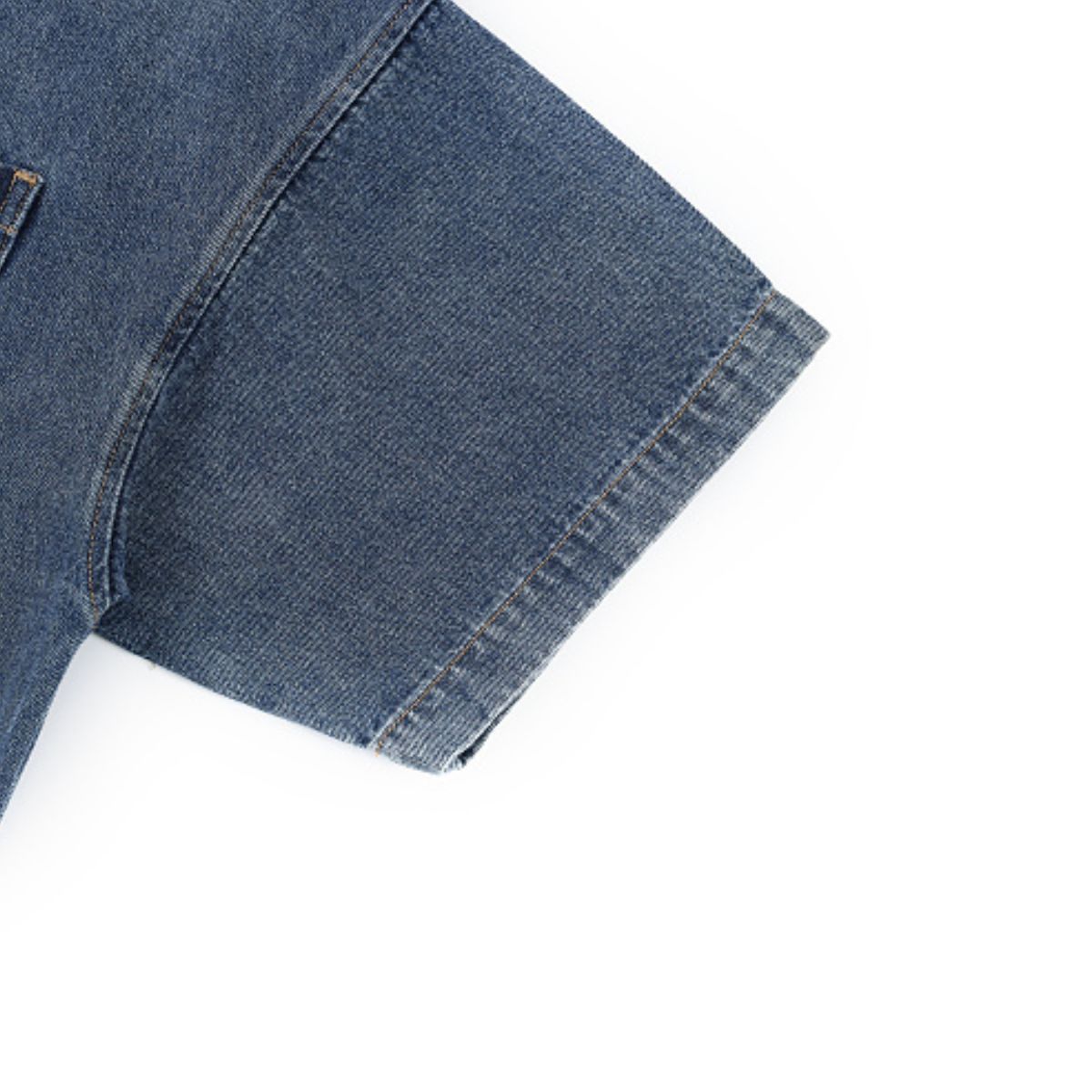 Vintage Washed Denim Zip Polo Shirt