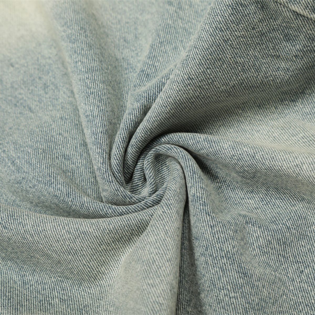 Men's Two-Tone Double Waist Denim Pants Washed Distressed Punk