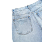 Wash Destroyed Pleated Baggy Jeans