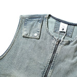Relaxed Washed Zip-Up Denim Vest
