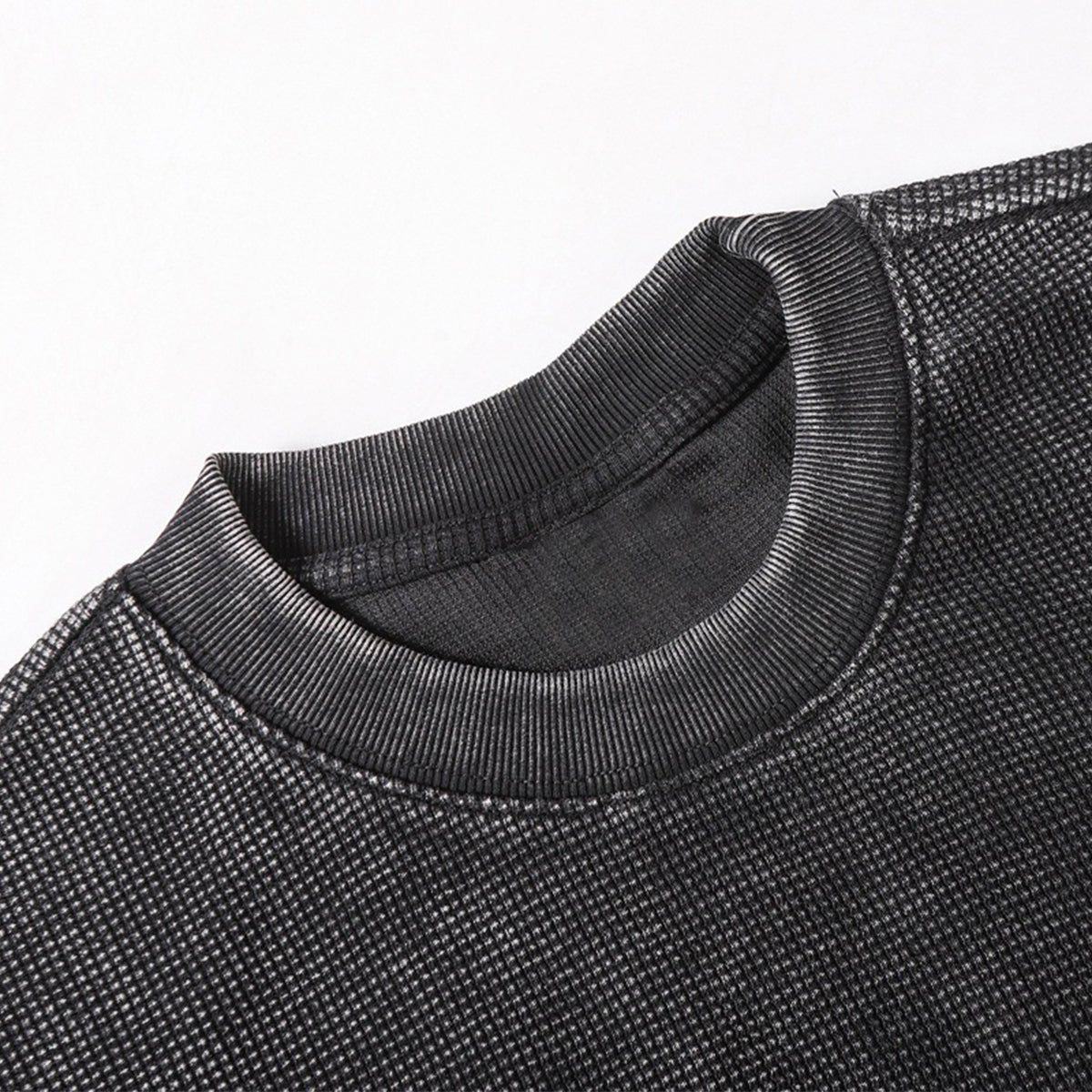 Vintage Washed Short Sleeve Textured Panel Design Tee