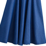 Classic Blue Denim Spaghetti Strap Flared Dress