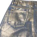 Women's Metallic Coated Denim Midi Skirt