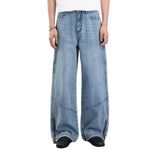 Zipped Panelled Streetwear Baggy Straight-Leg Jeans