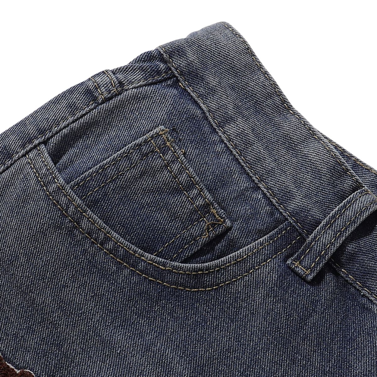 Cartoon Patch Loose Fit Denim Shorts