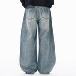 High Waisted Wide Leg Vintage Washed Casual Jeans