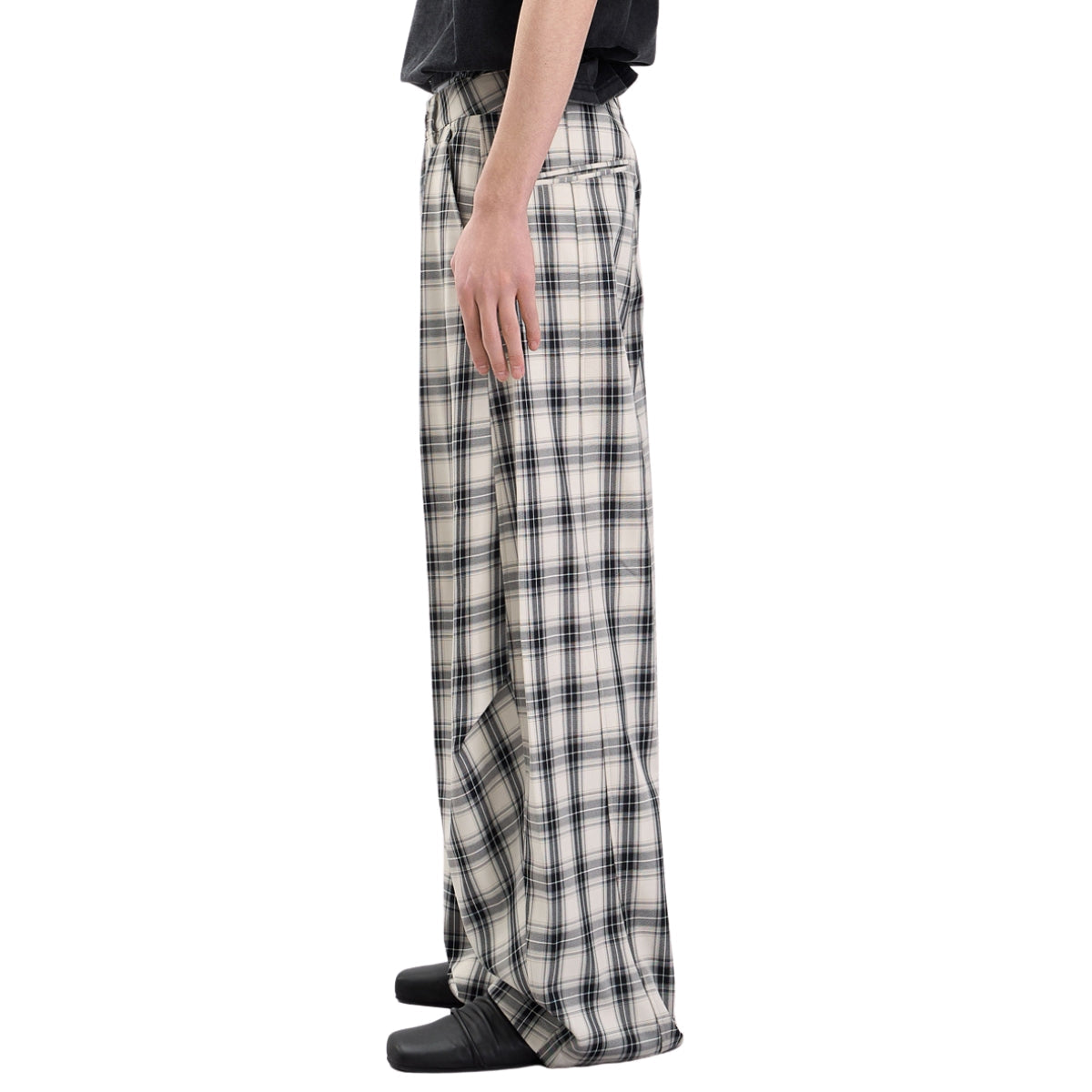 American Vintage Checkered Wide Leg Relaxed Pants