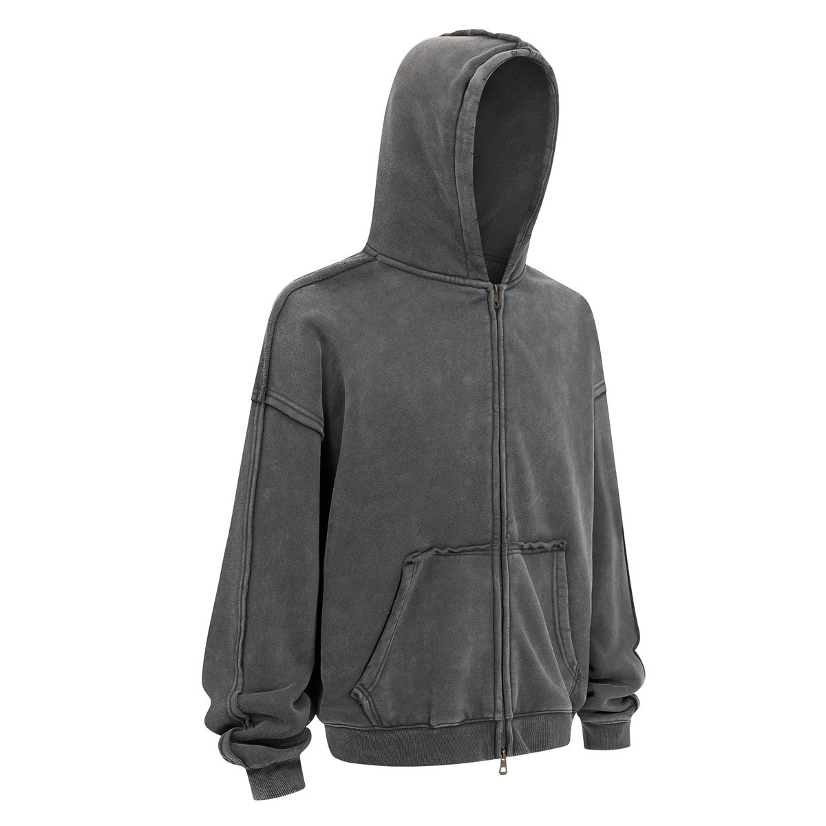 Oversized Vintage Washed Zip Up French Terry Hoodie