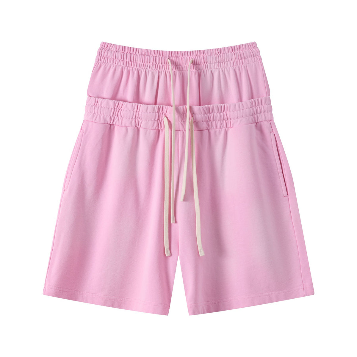 Casual Drawstring Double Waistband Shorts