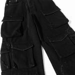 Black Multi Pocket Streetwear Utility Cargo Pants