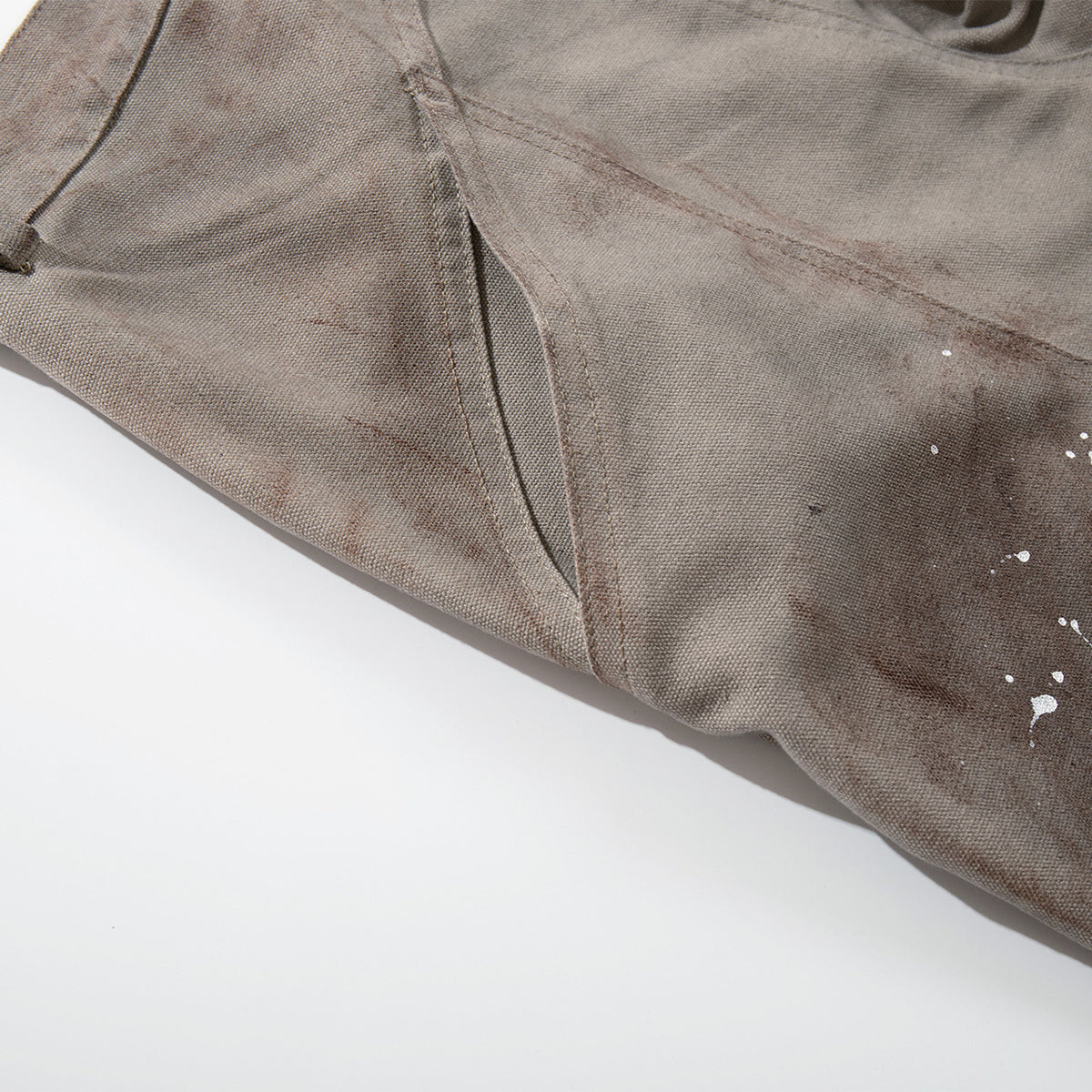 Paint Splatter Detail Wide Leg Jeans Geometric Stitching