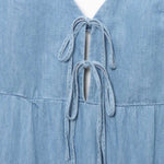 Spaghetti Straps Bow Denim Maxi Dress