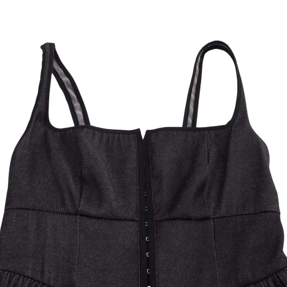 Black Button-Front Strappy Midi Dress
