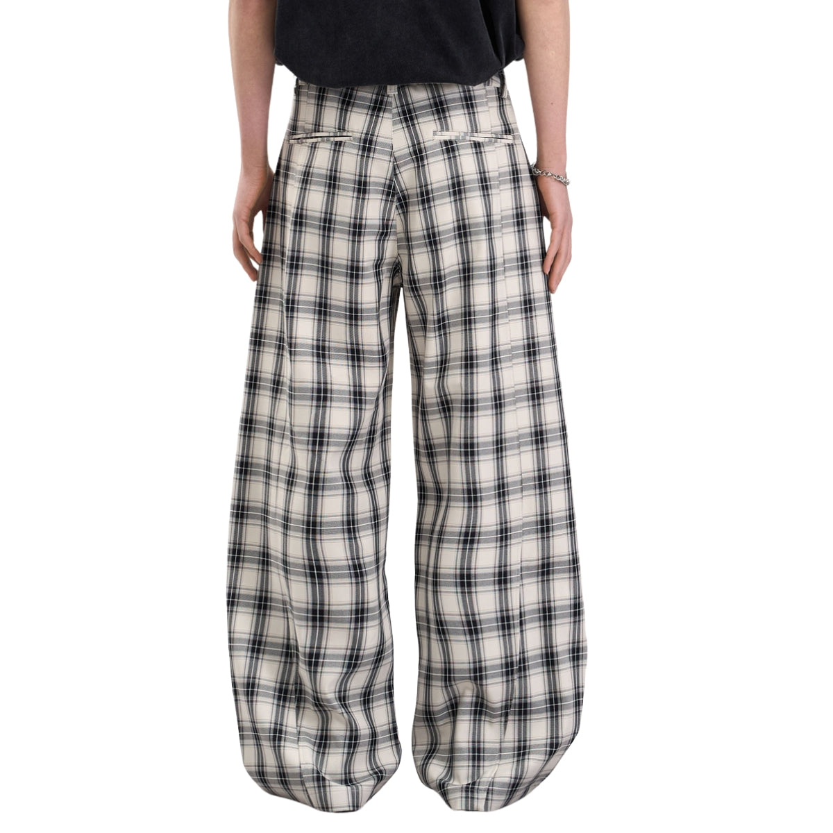 American Vintage Checkered Wide Leg Relaxed Pants