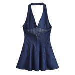 Halter Neck A-Line Denim Minidress