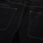 Wide Leg High Waisted Dark Denim Jeans Button Detail