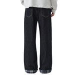 Plaid Cuff Baggy Jeans