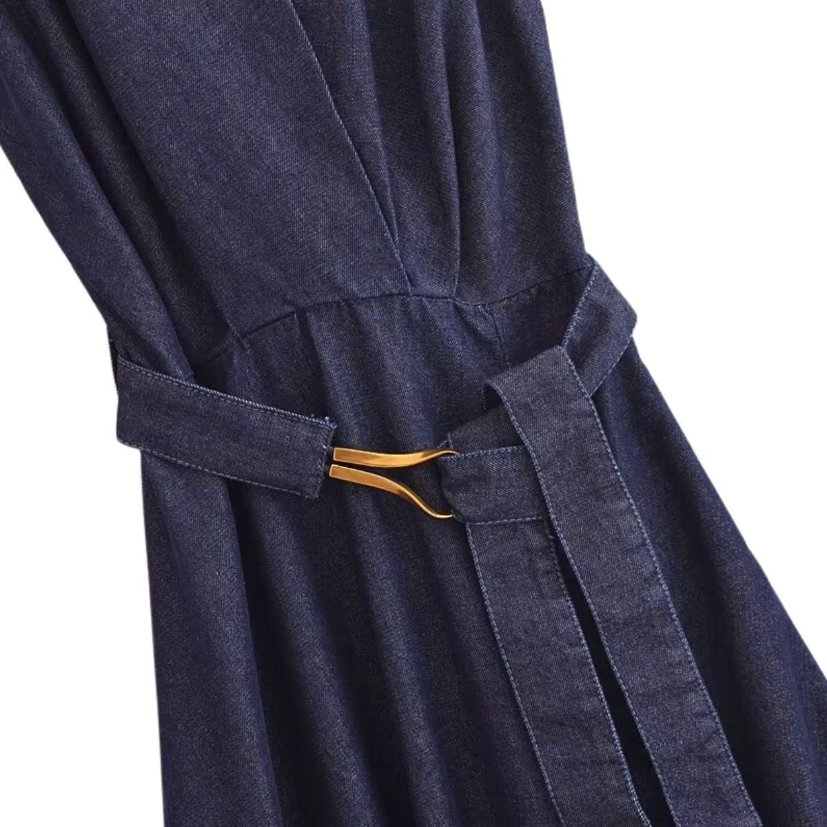 Halter Neck Denim Belted Dress