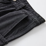 Washed Straight Leg Cargo Jeans-INNBLAC Fashion Apparel