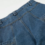 Large Patch Pocket Vintage Washed Wide Leg Denim