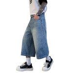 Vintage Sand Wash Straight Leg Denim Shorts