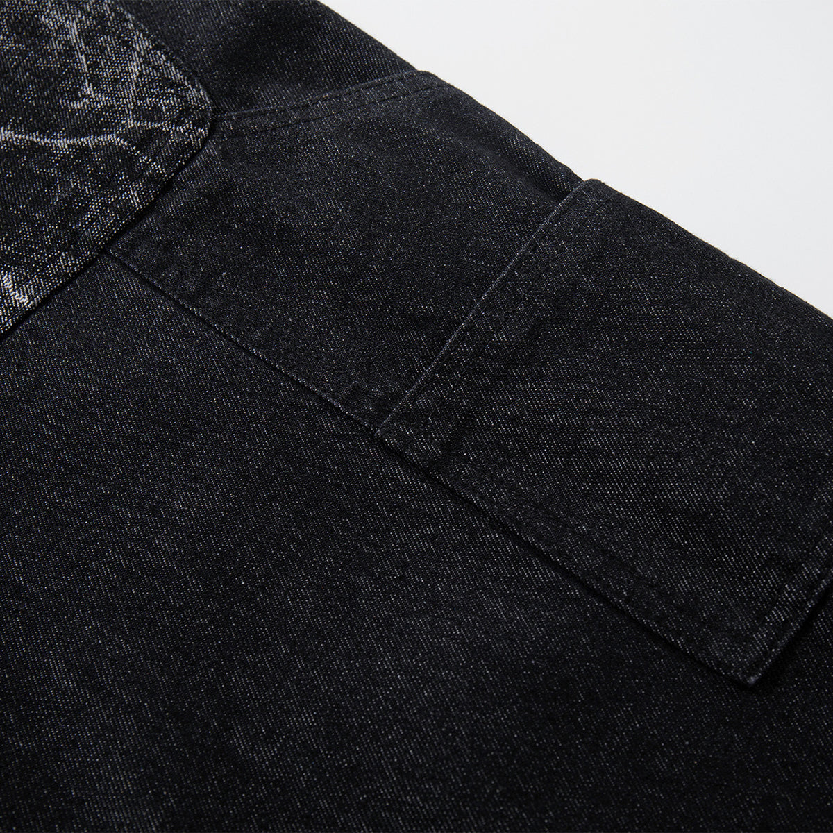 Marble Pattern Panels Black Wide Leg Painter Pants