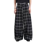 Vintage Hip-Hop Plaid High-Street Baggy Wide-Leg Trousers