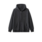 Stone Wash Zip-Front Fleece Hoodie