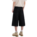High-Waist A-Line Denim Cropped Shorts