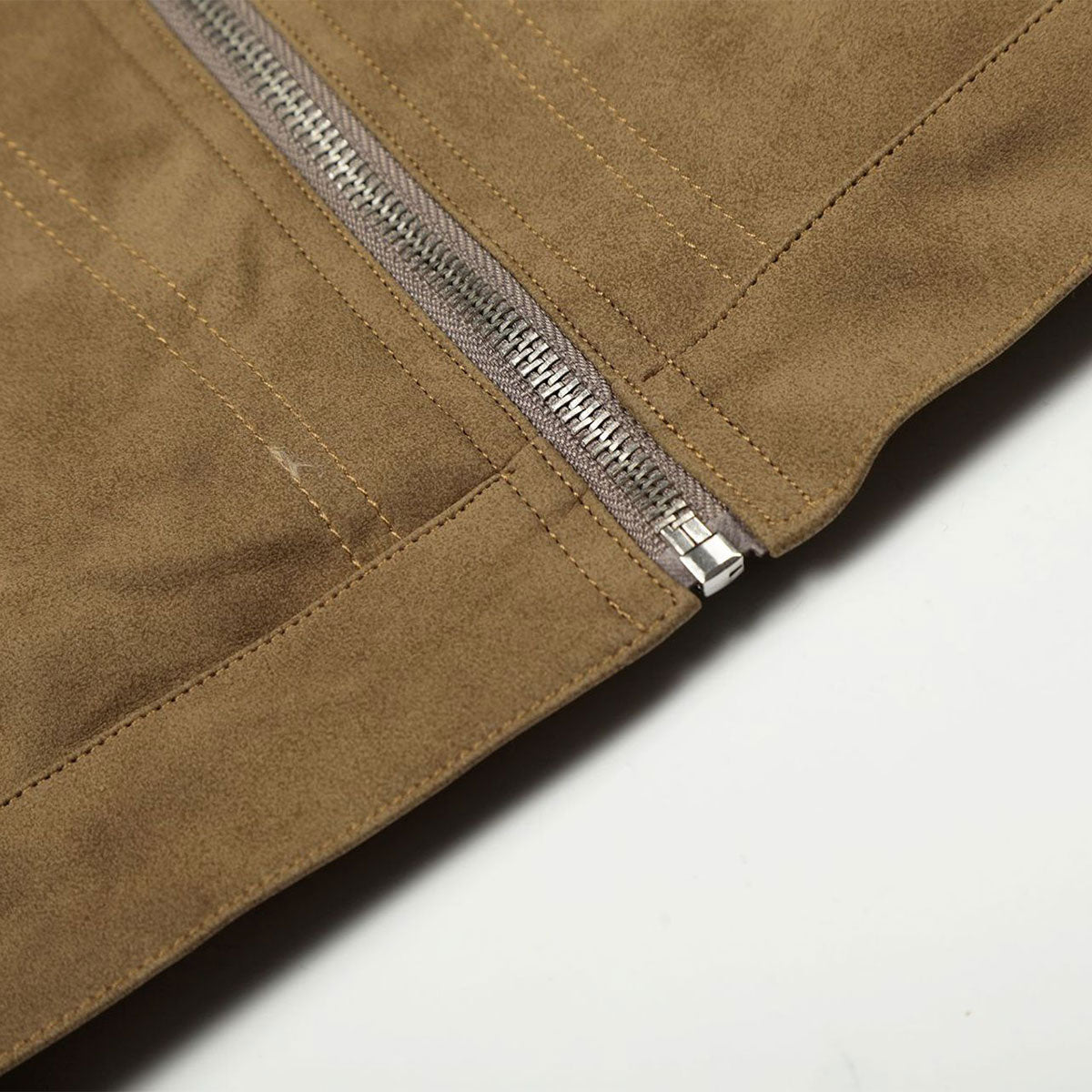Suede Boxy Fit Padded Jacket Trimmed