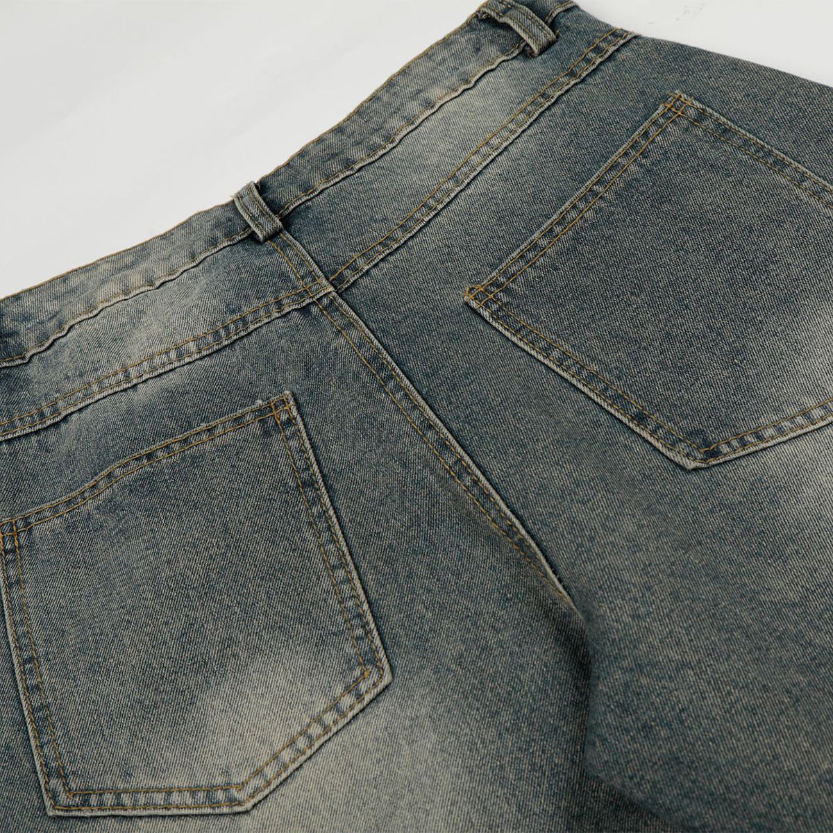 Studded Cross Detail Vintage Washed Wide Leg Denim