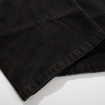 Artistic Brown Fade Geometric Stitching Black Denim Wide Leg Jeans
