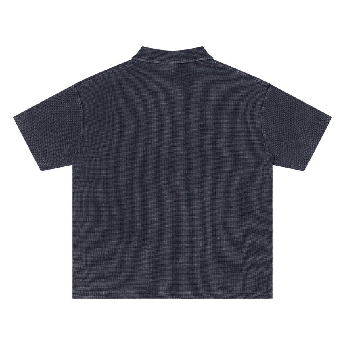 Retro Distressed Waffle Vintage Wash Polo T-Shirt