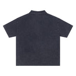 Retro Distressed Waffle Vintage Wash Polo T-Shirt