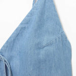 Spaghetti Straps Bow Denim Maxi Dress