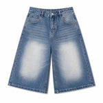 Vintage Sand Wash Straight Leg Denim Shorts