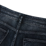 Double-Button Whiskered Wide-Leg Denim Shorts