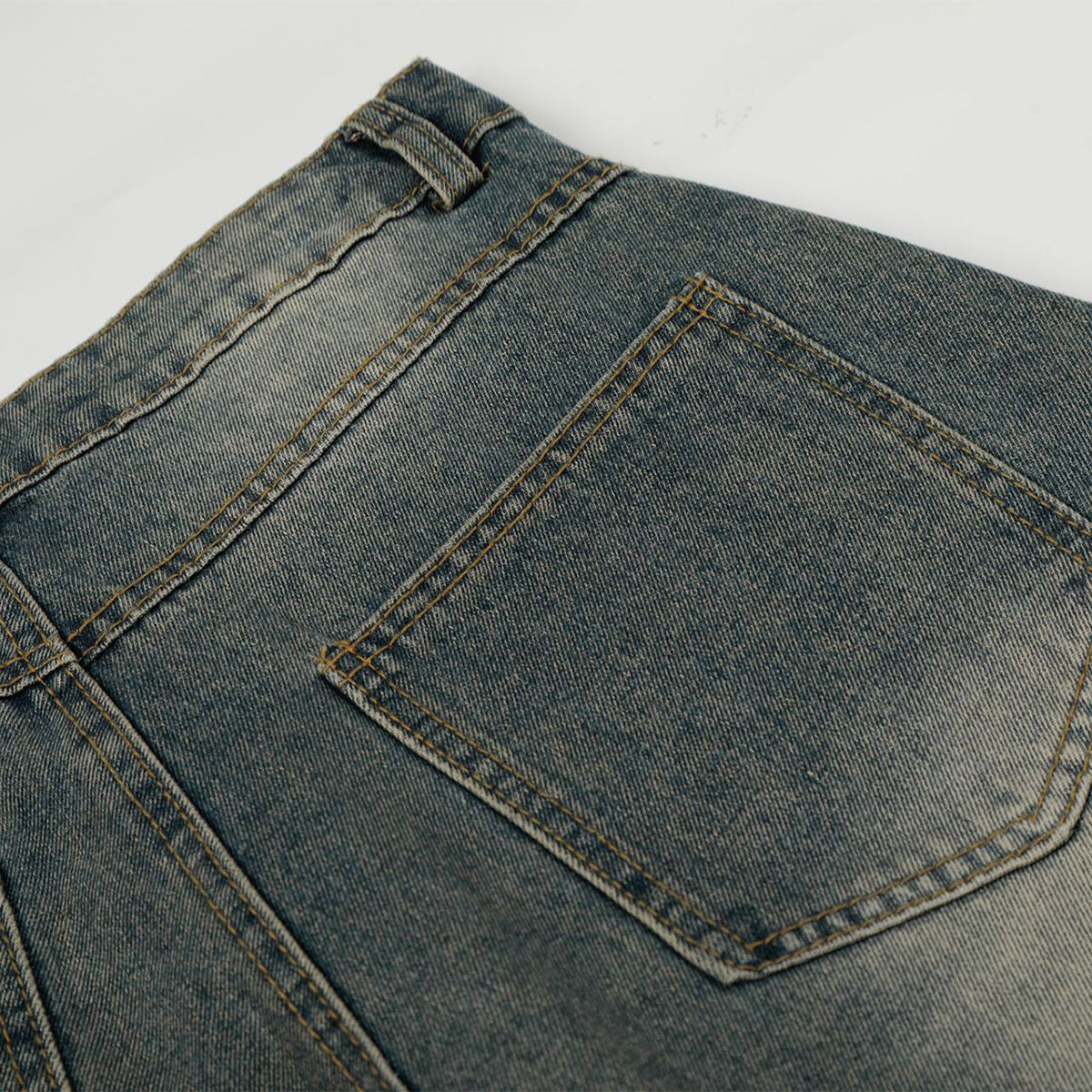 Studded Cross Detail Vintage Washed Wide Leg Denim