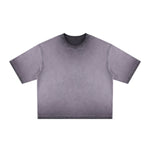 Washed Cotton Boxy Cropped Crew Neck Tee