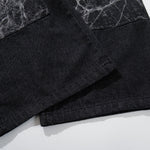 Marble Pattern Panels Black Wide Leg Painter Pants