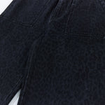 Vintage Washed Leopard Print Relaxed Wide Jeans