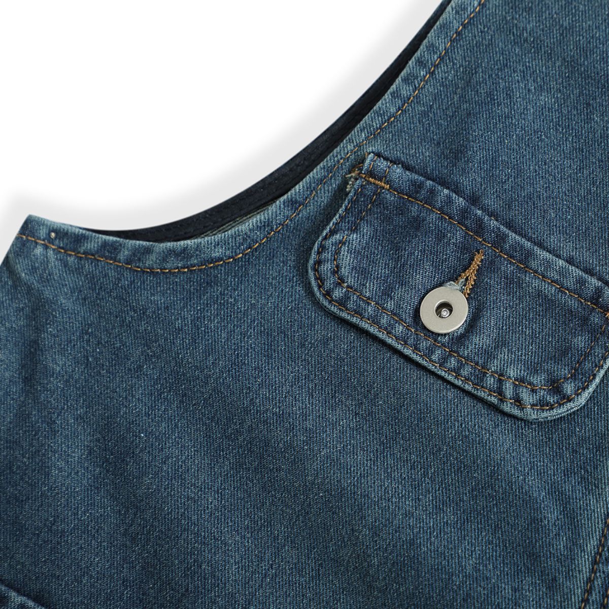 Relaxed V-Neck Denim Cargo Vest