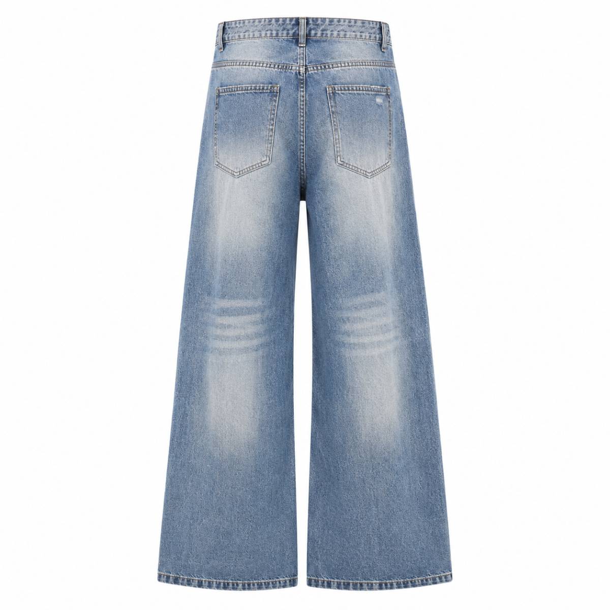 Vintage Washed Curved-Leg Denim Jeans