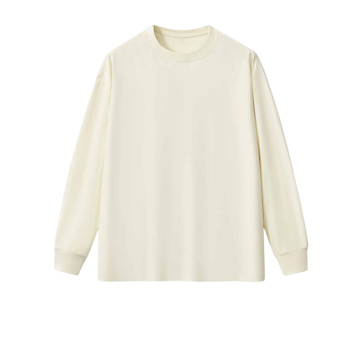 Solid Loose Fit Long-Sleeve Cotton T-Shirt 305gsm