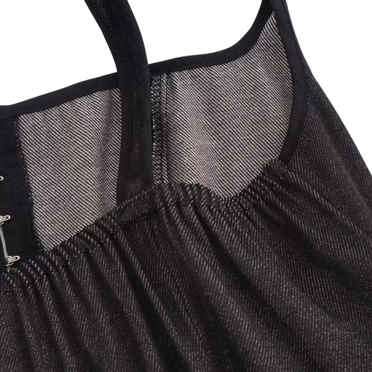 Black Button-Front Strappy Midi Dress