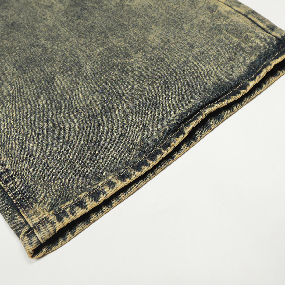 Distressed Wide Leg Denim Pants Asymmetrical Layered Waist