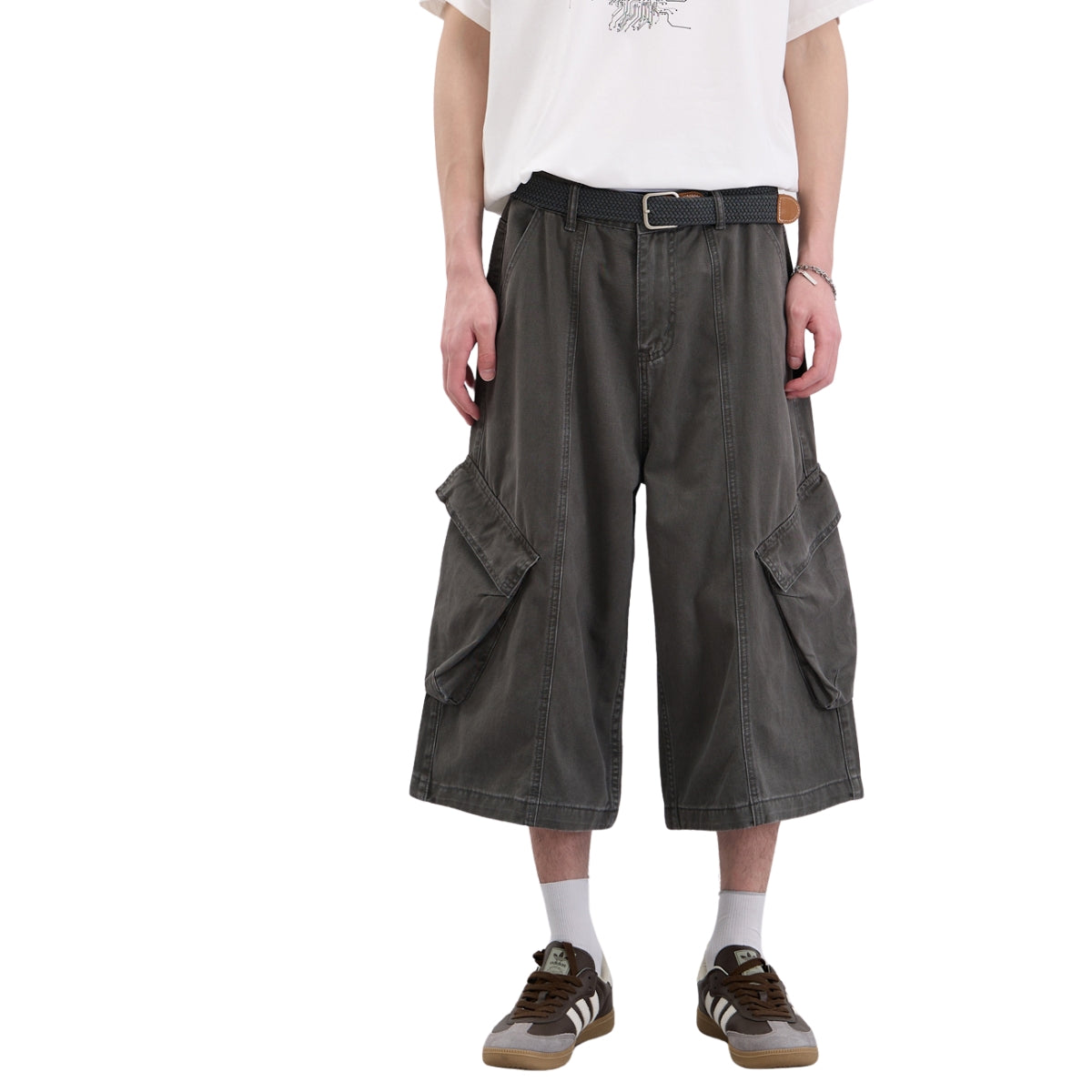 Multi-Pocket Baggy Cargo Cropped Pants