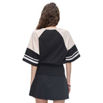 Fitted Color Splice Flare Sleeve Feminine Tee